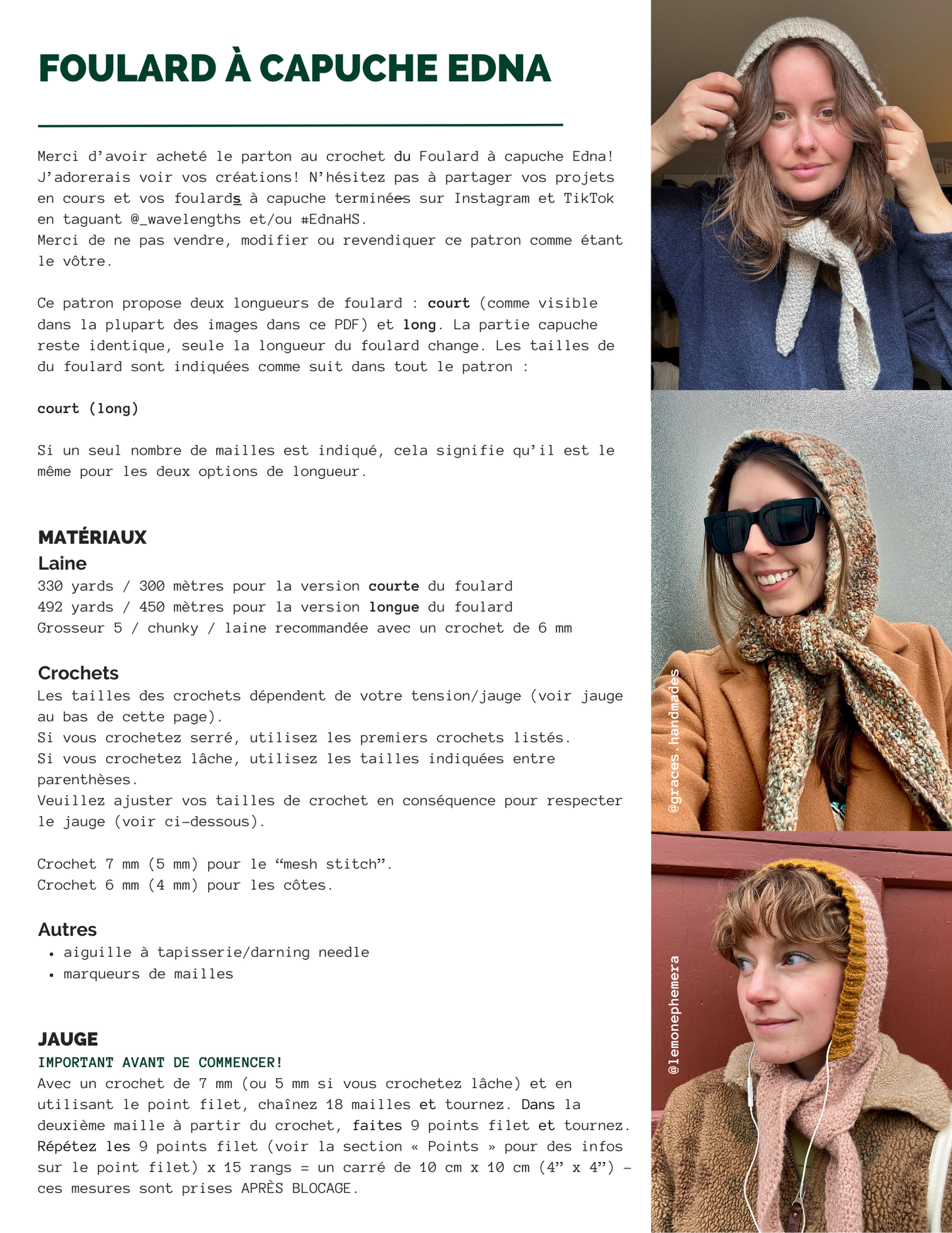 Foulard à capuche Edna