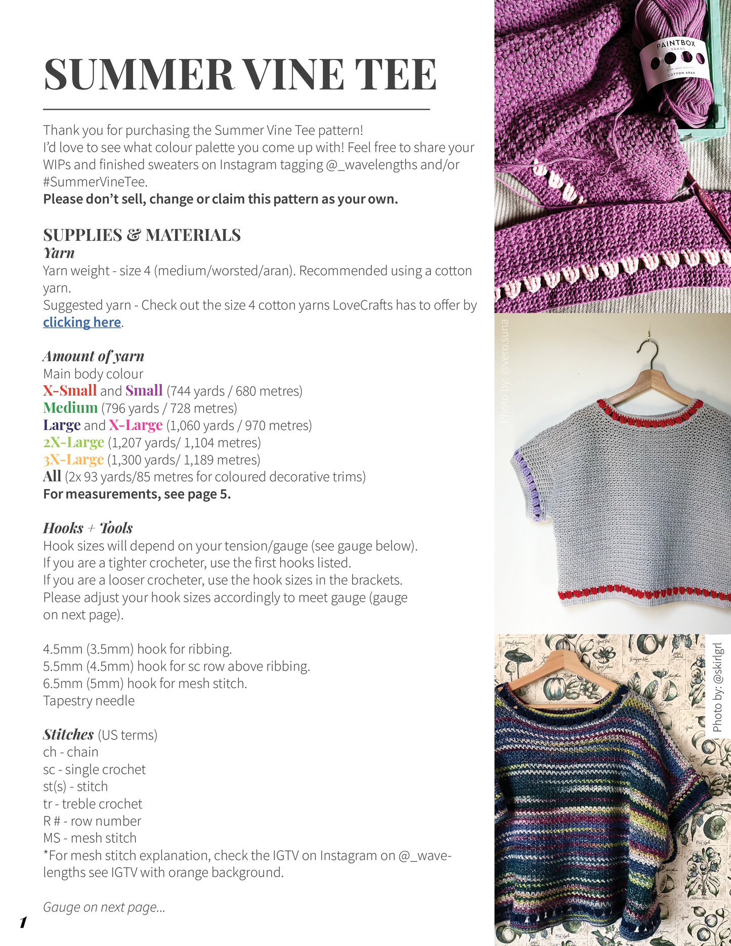 Summer Vine Tee Pattern