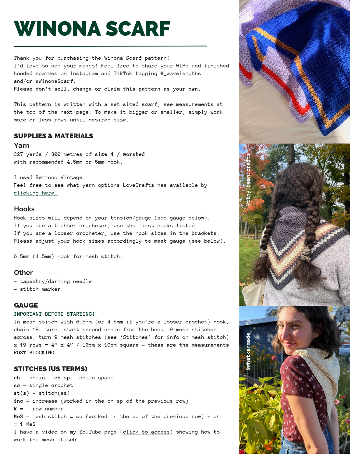 Winona Scarf Pattern
